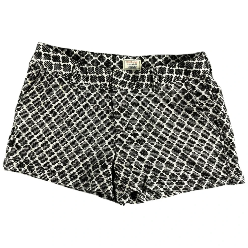 Vintage Gap Khakis Shorts Womens 8 Black White Geometric Midrise City Outdoors